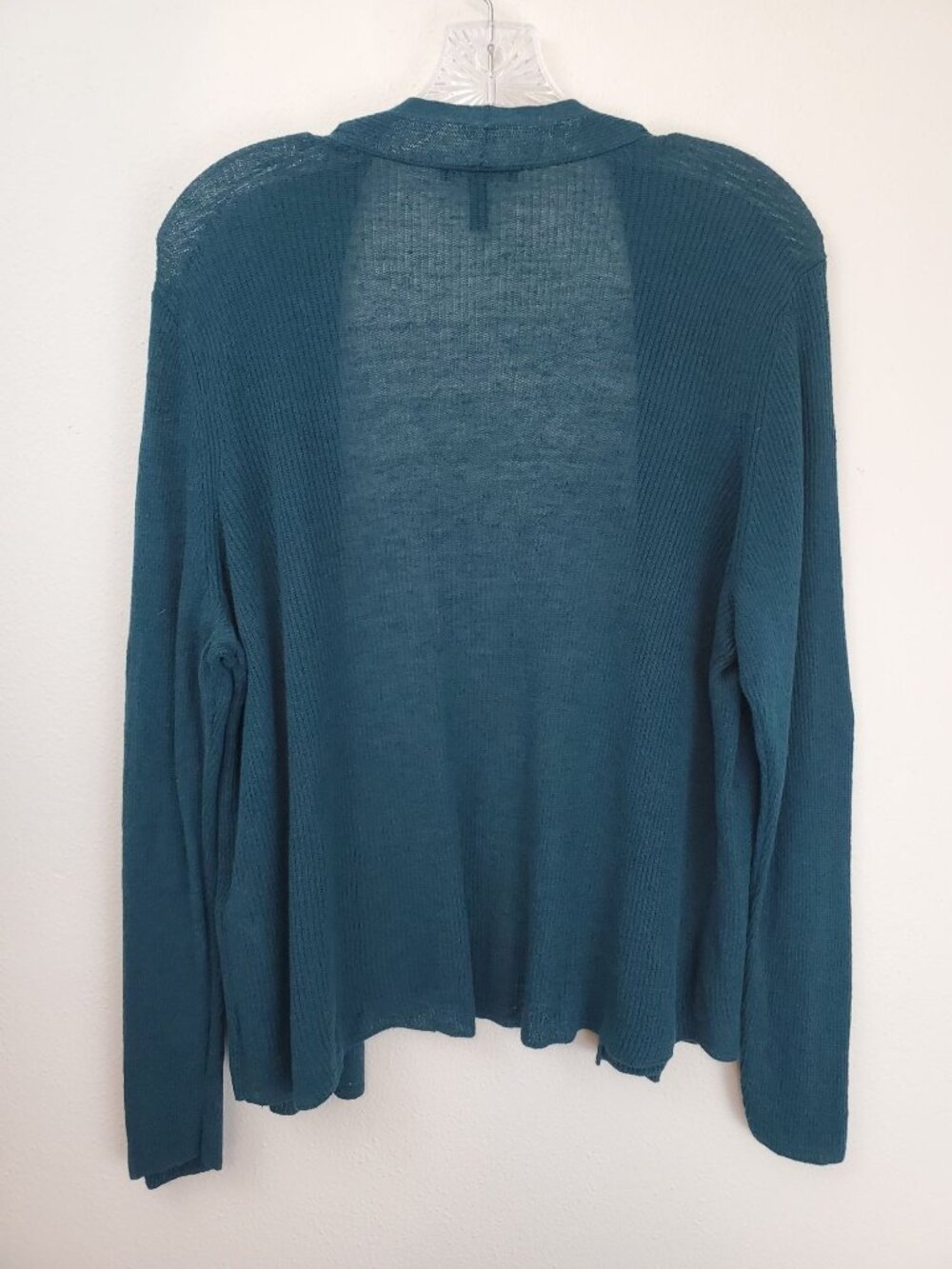 Eileen Fisher dark teal lightweight open front cardigan - Picture 7 of 8